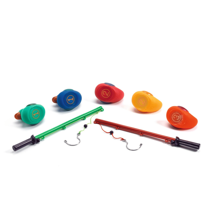 Rubber Ducks 8cm - Classic, 5 pcs + 2 Fishing Rods