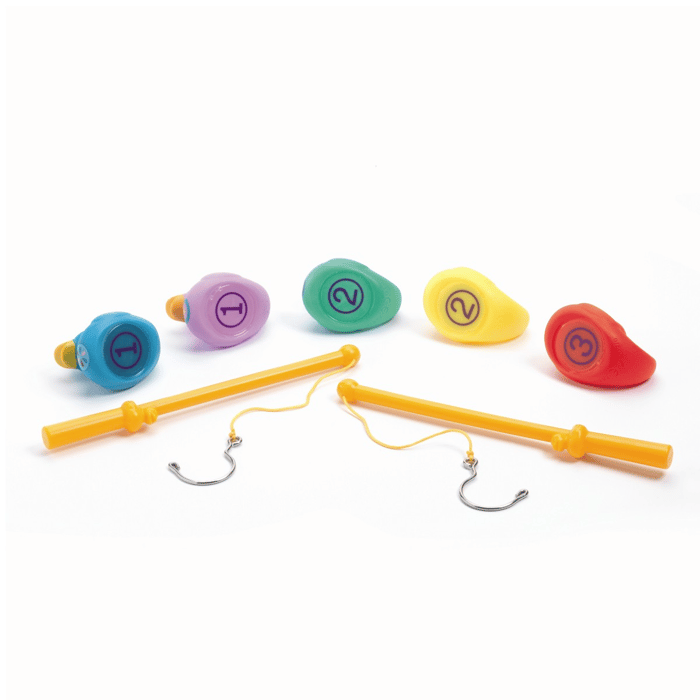 Rubber Ducks 7cm - Rainbow, 5 pcs + 2 Fishing Rods