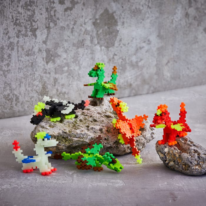 Plus-Plus - Glow Dragons, Tube with 100 pcs