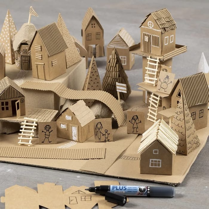 Push-Out Paper Houses and Trees, 24 pcs