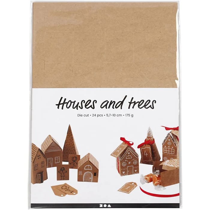 Push-Out Paper Houses and Trees, 24 pcs