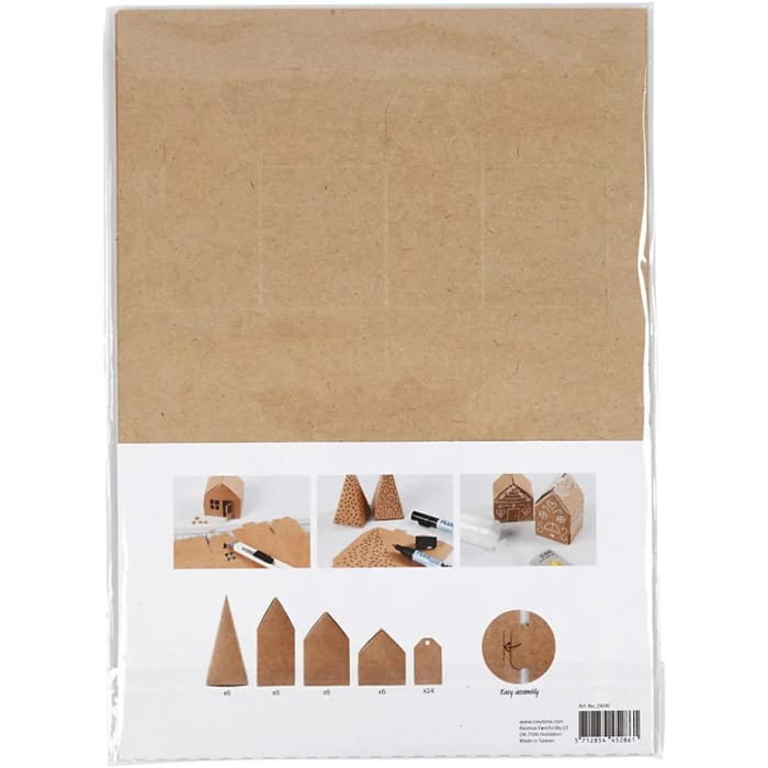 Push-Out Paper Houses and Trees, 24 pcs