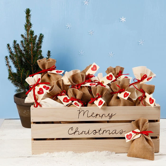 Burlap Gift Bags 10x15 cm - Brown, 4 pcs