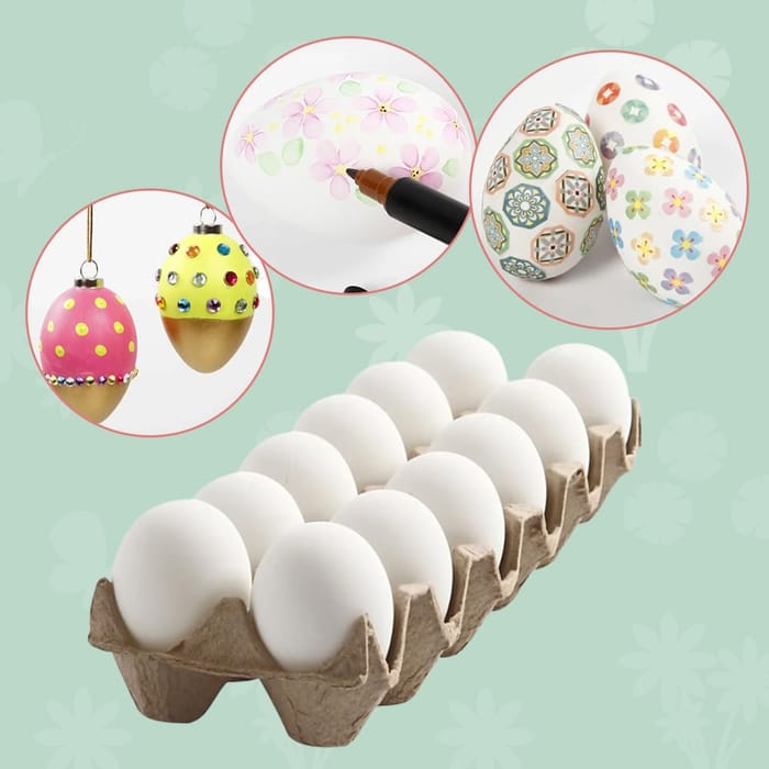 Plastic Easter Eggs H: 6 cm - White, 12 pcs