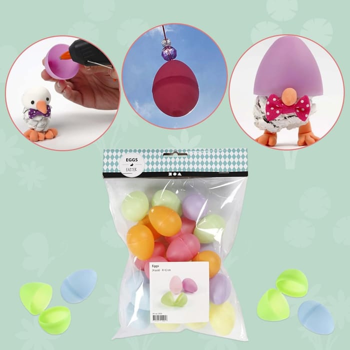 Plastic Easter Eggs H: 4.5 cm, 24 pcs
