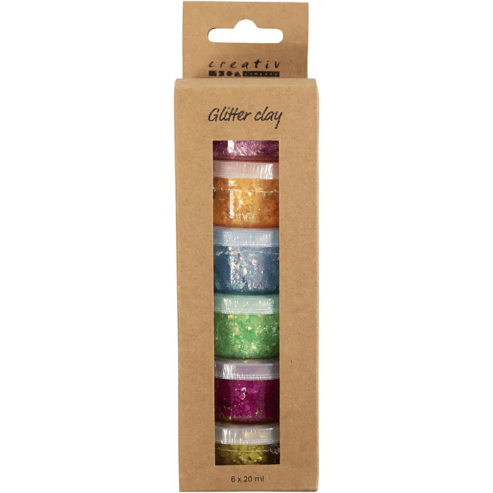 Glitter Clay 6x20 ml - Basic Colours