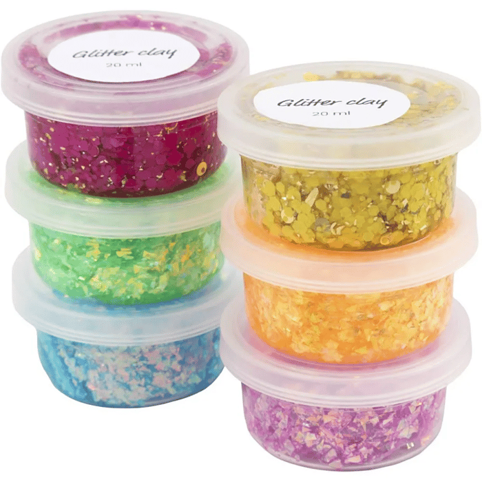 Glitter Clay 6x20 ml - Basic Colours