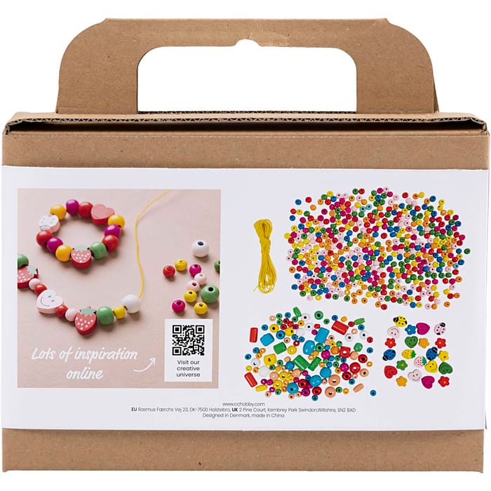 DIY Jewelry Kit w. Wooden Beads - Bright Colours