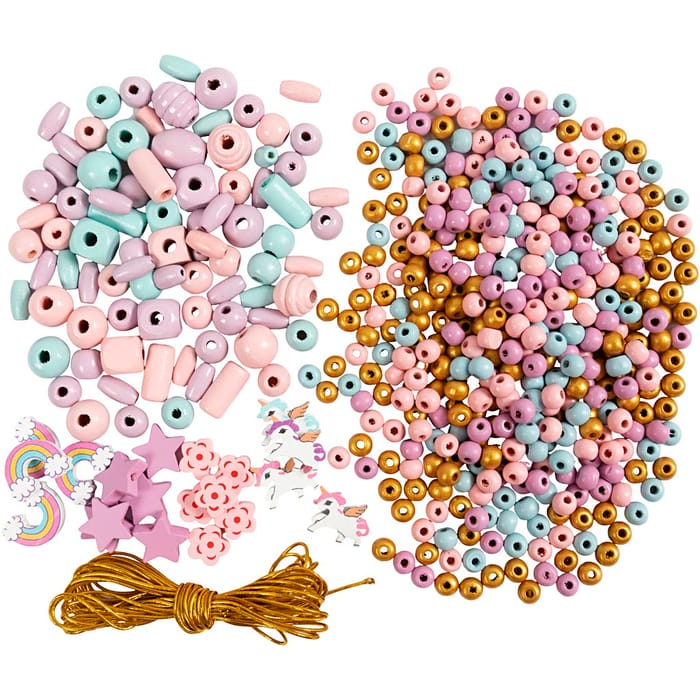 DIY Jewelry Kit w. Wooden Beads - Pastel Colours