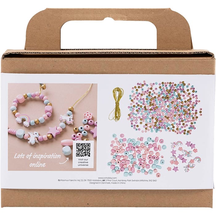 DIY Jewelry Kit w. Wooden Beads - Pastel Colours