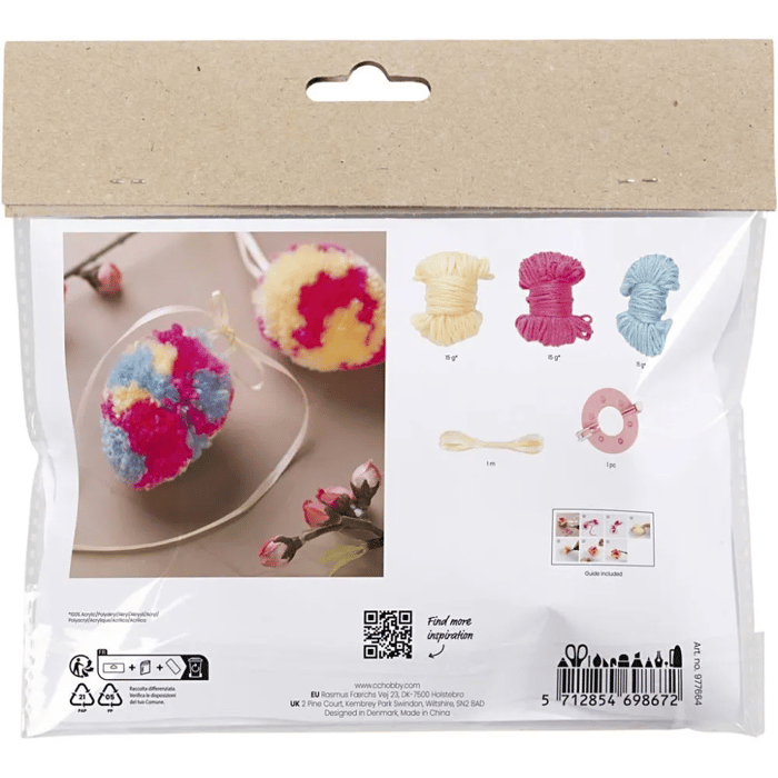 DIY Easter Craft - Pom Pom Easter Eggs, 2 pcs