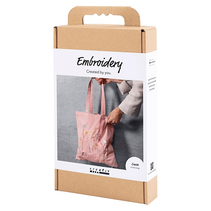 DIY Embroidery Kit - Tote Bag, Soft Pink