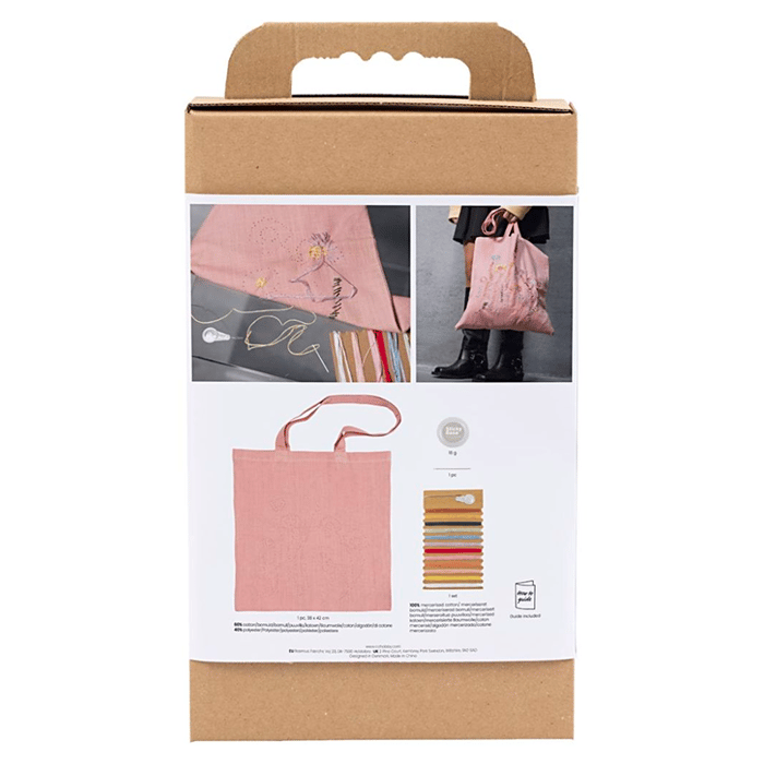 DIY Embroidery Kit - Tote Bag, Soft Pink