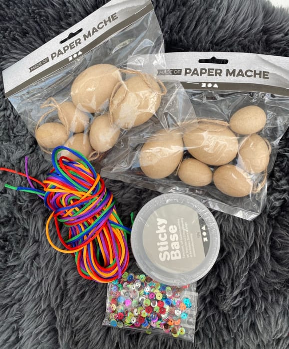 DIY Satin Cord Easter Eggs - Orange/Green/Purple