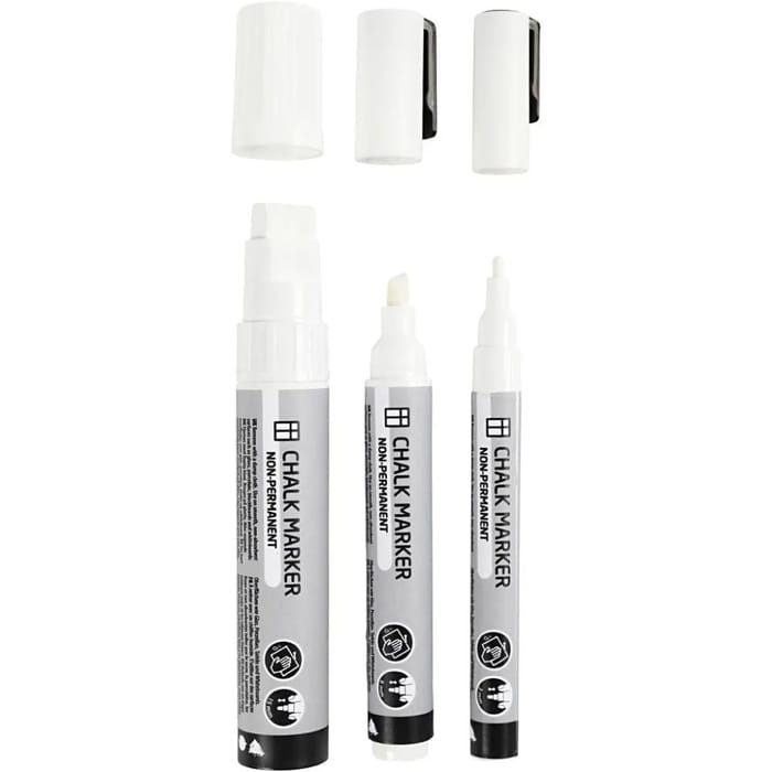 Chalk Markers - White, 3 pcs