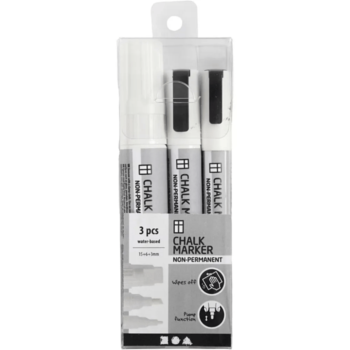 Chalk Markers - White, 3 pcs
