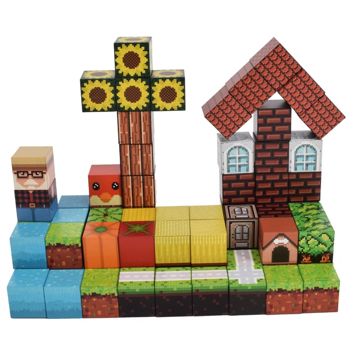 Magnetic Building Blocks - Farmhouse, 100 pcs