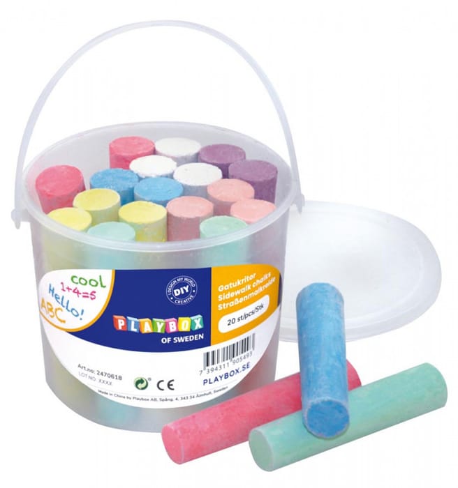 Bucket of Sidewalk Chalk, 20 pcs