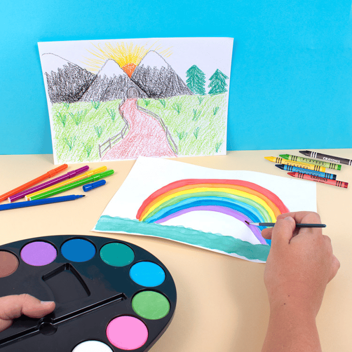 Watercolour Palette with Brush, 12 Colours