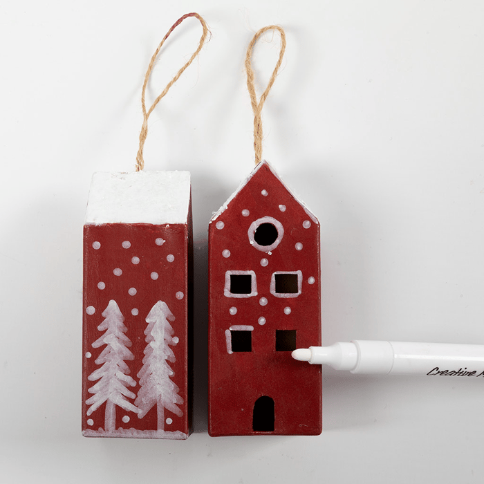 DIY Christmas Ornaments - Christmas Houses, 5 pcs