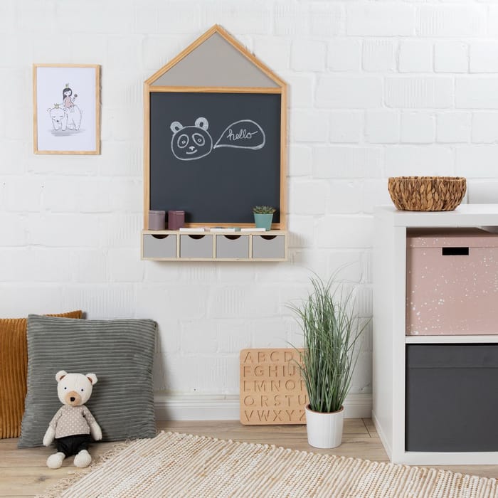 Chalkboard with Shelf and Drawers