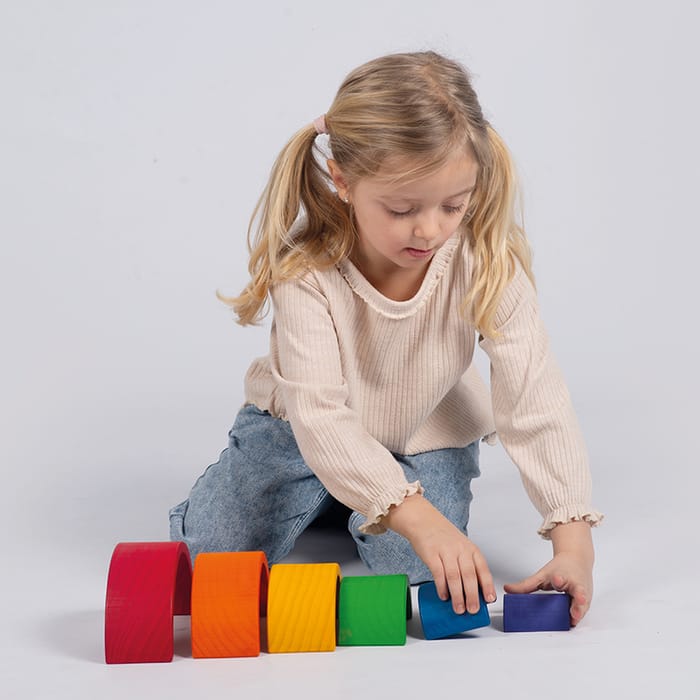 Wooden Rainbow Stacking Toy, 6 pcs