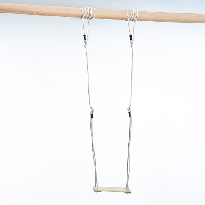 Wooden Swing 44x17.5 cm - 6 m (Beige Rope)