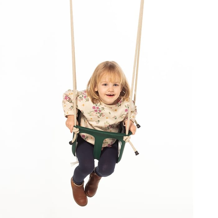 Retro Baby Swing - Dark Green (Beige Rope)