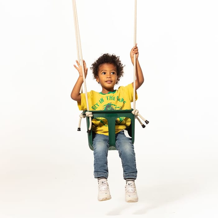 Retro Baby Swing - Dark Green (Beige Rope)