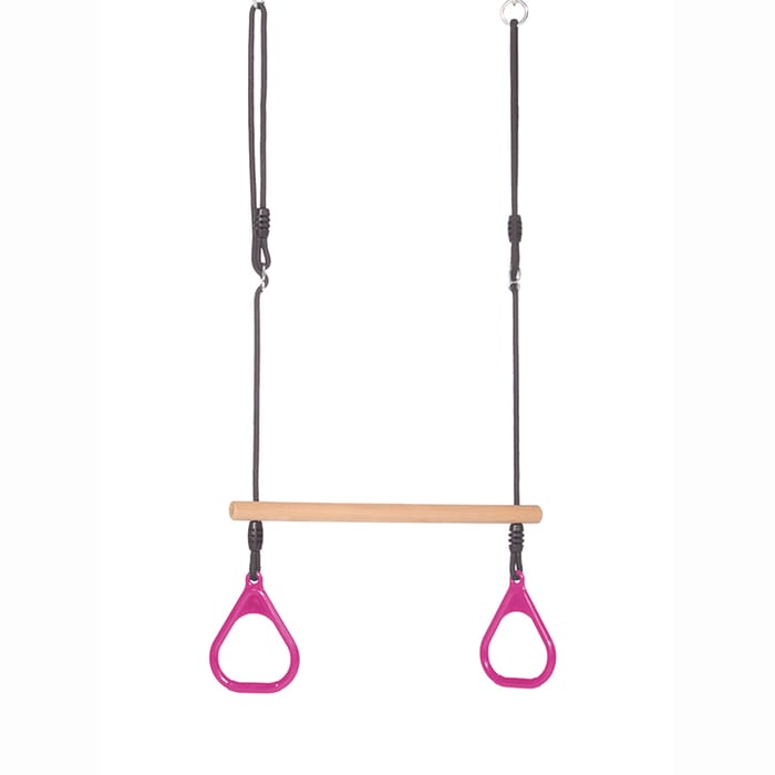 Trapeze Swing with Rings - Pink (Black Rope)