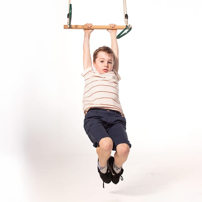 Trapeze Swing with Rings - Dark Green (Beige Rope)