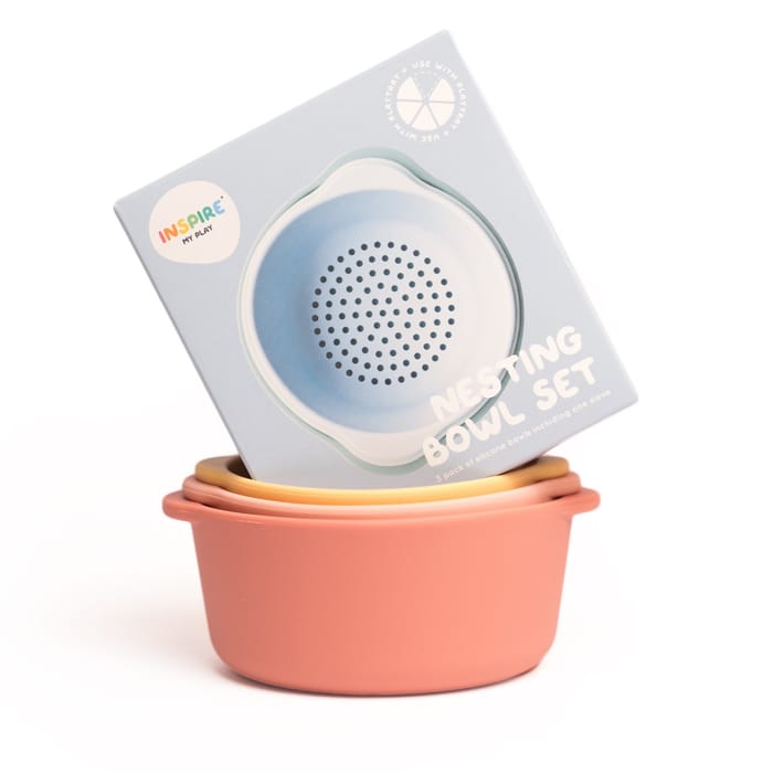 Nesting Bowls for Sensory Play - Coral, 3 pcs