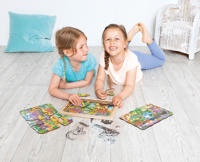 4-in-1 Puzzle with 45 pcs - Dinosaurs