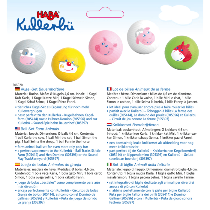 Kullerbü Accs. - Farm Animals Balls, 5 pcs