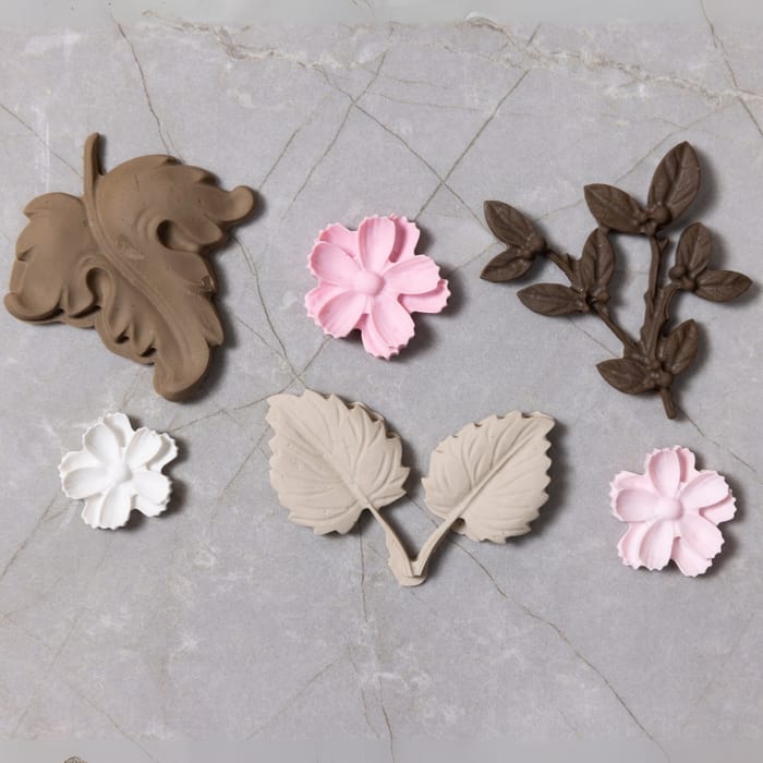 Silicone Mould - Leaves & Flowers, 6 Designs
