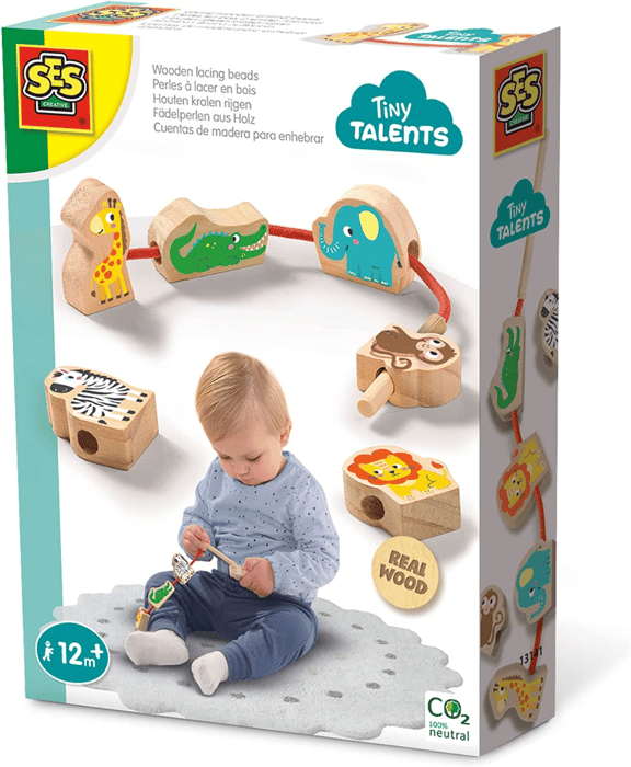 Wooden Lacing Beads for Babies - Savanna Animals