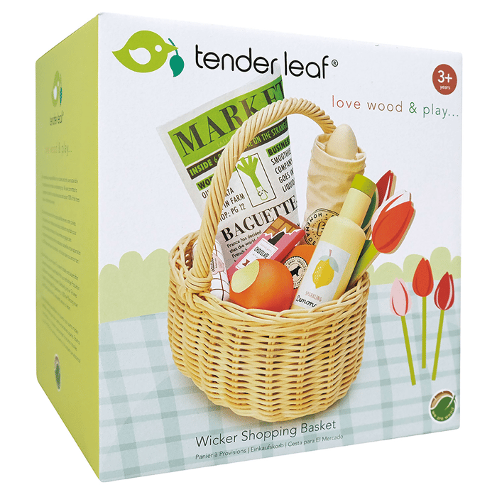 Play Food - Wicker Shopping Basket with Groceries