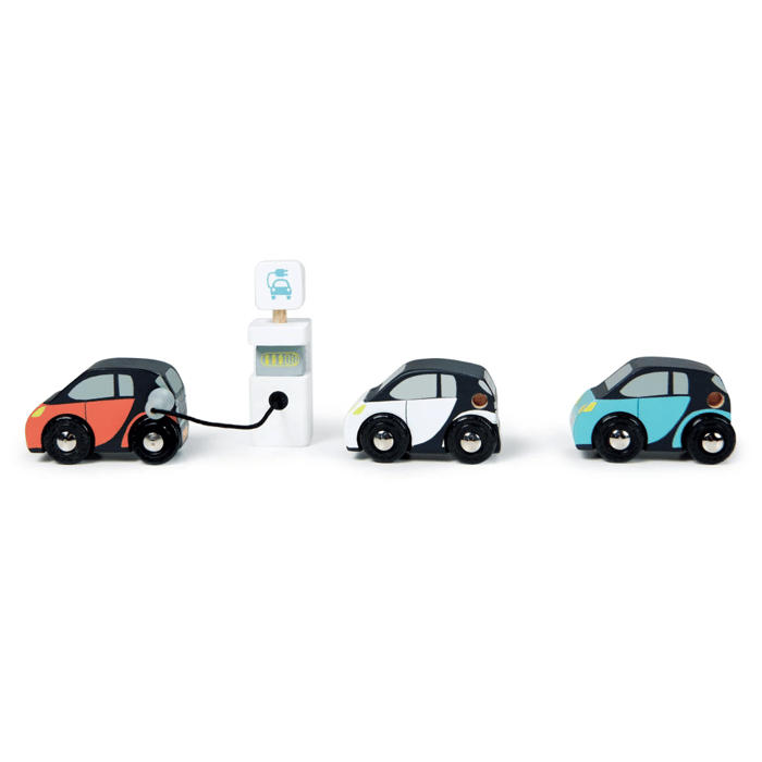 Electric Cars incl. Charging Station, 3 pcs