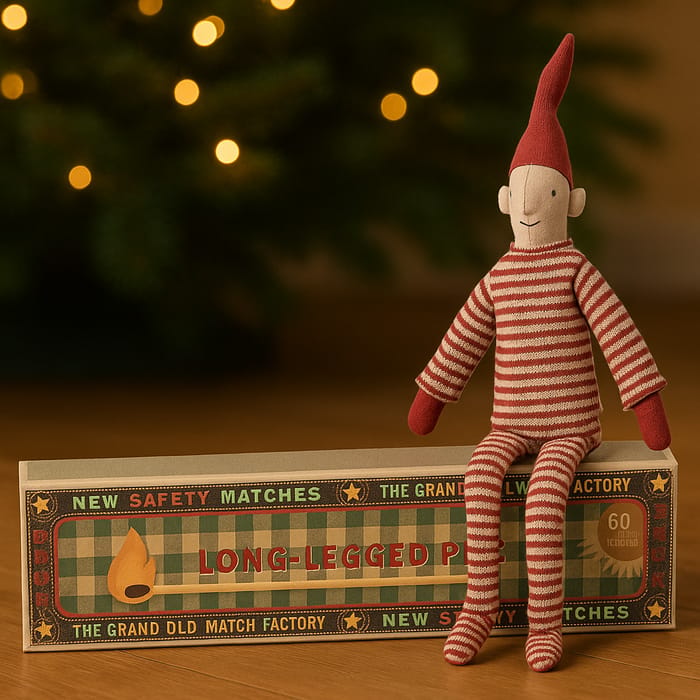 Maileg Long-Legged Elf in Matchbox, 34 cm
