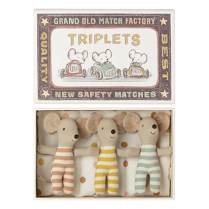 Maileg Baby Mice in Matchbox - Triplets