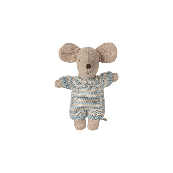 Maileg Baby Mouse in Carry Cot - Blue