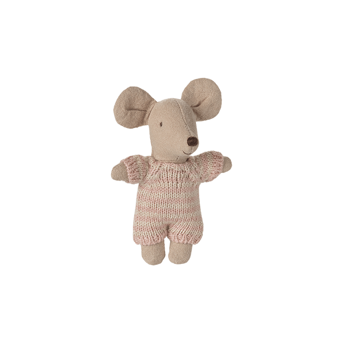 Maileg Baby Mouse in Carry Cot - Rose