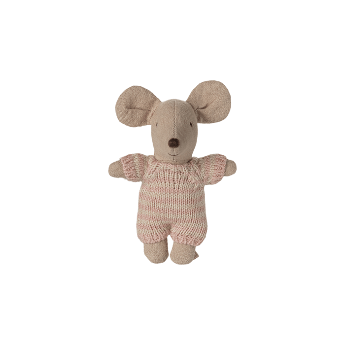 Maileg Baby Mouse in Carry Cot - Rose