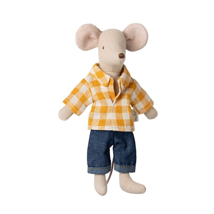 Maileg Mouse - Papa, Yellow Checked Shirt