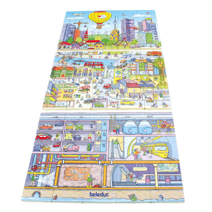 3-in-1 Floor Puzzle - City Life