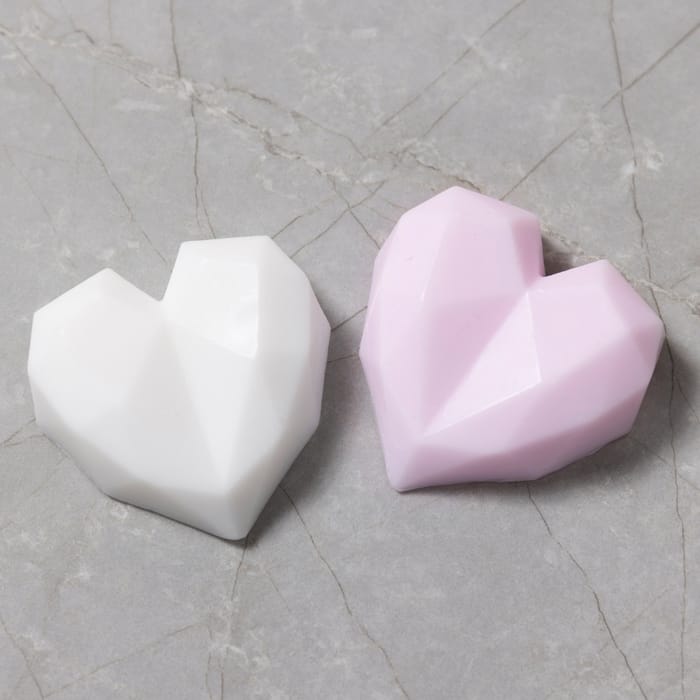 Silicone Mould - Faceted Hearts, 2 pcs