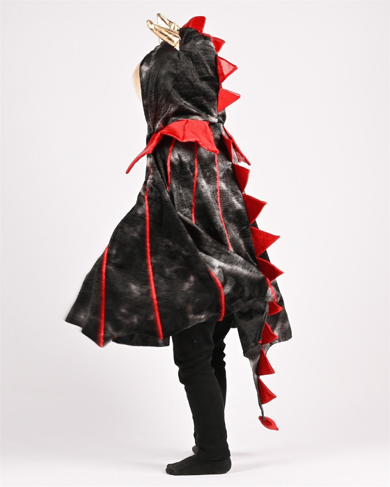 Dragon Costume Cape - Black/Red, size 3-8 years