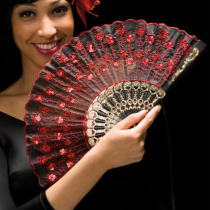 Folding Fan - Black & Red