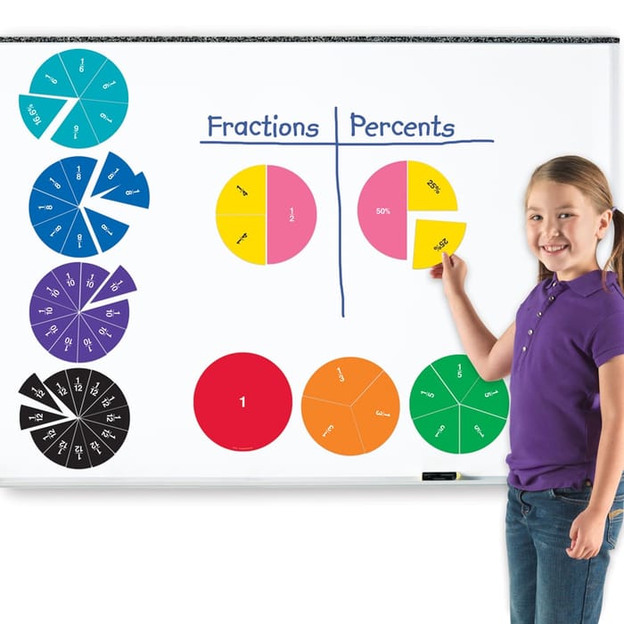 Double-Sided Magnetic Fraction Circles, 51 pcs
