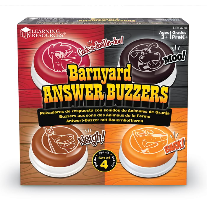 Answer Buzzers - Barnyard Animal Sounds, 4 pcs
